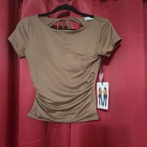 Elegant Tan Short Sleeve Top